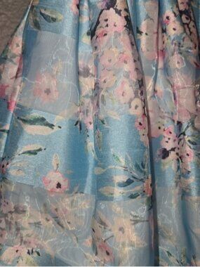 Pippa & Julie Mila Floral Shadow Stripe Organza Dress Size 6 Girls